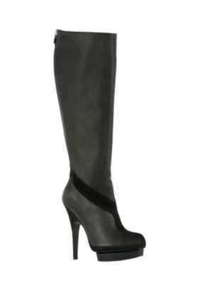 Leather and Suede Y Boot in Black